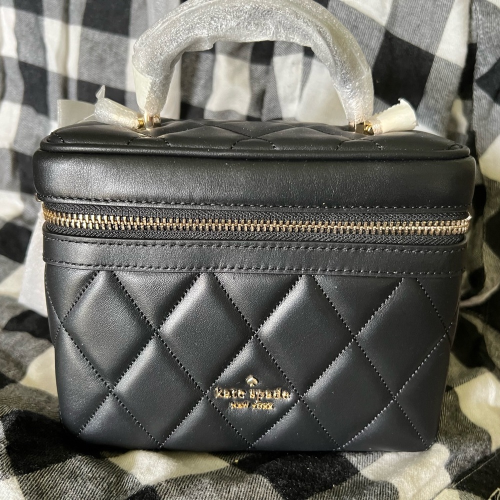 Kate Spade Black Quilted Leather Trunk Crossbody Bag